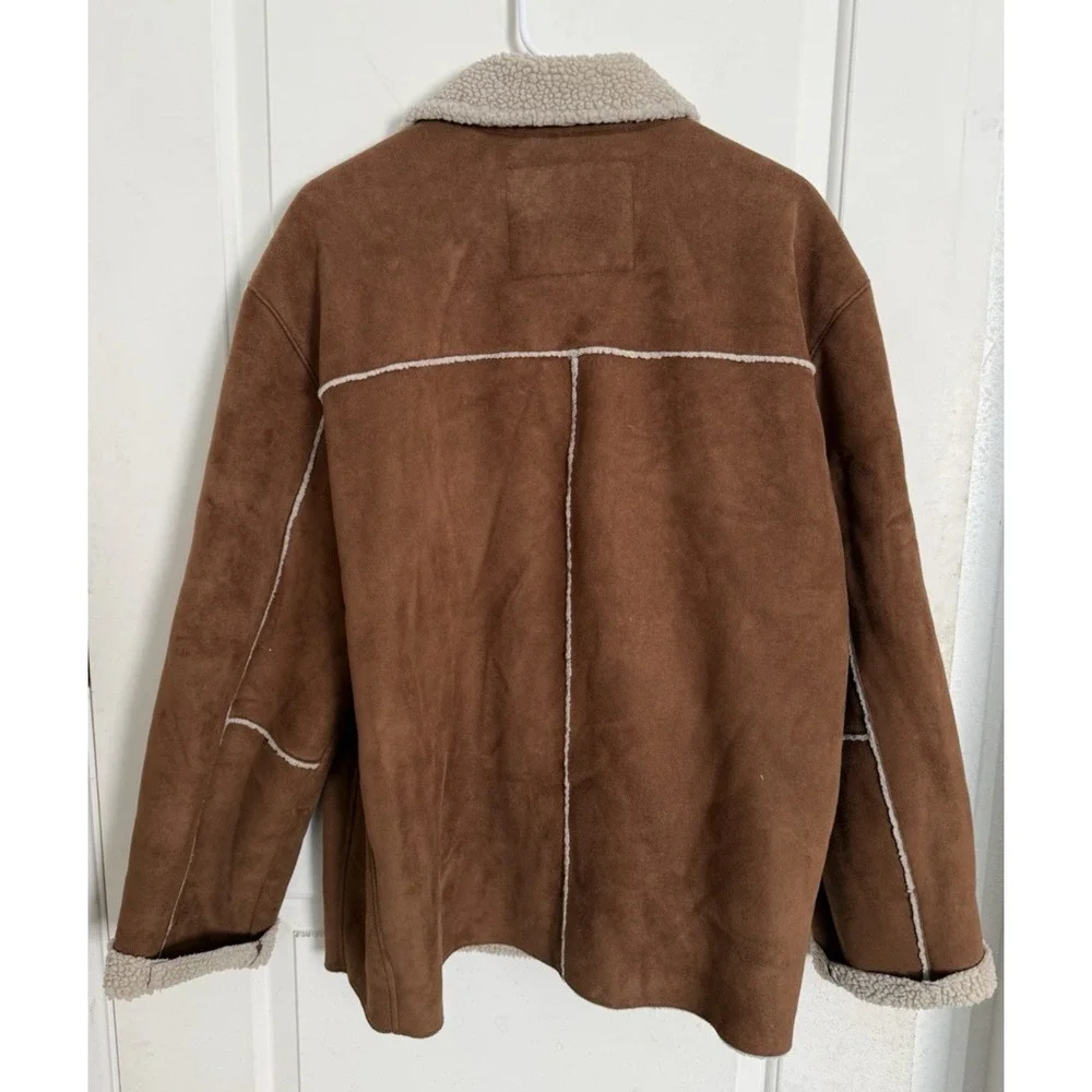 Levi's Faux Suede Sherpa Lined Jacket Men's XL Western‎ Pockets Full Zip Brown